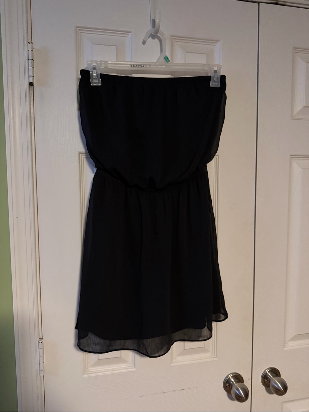 Express Black Strapless Chiffon Mini Dress